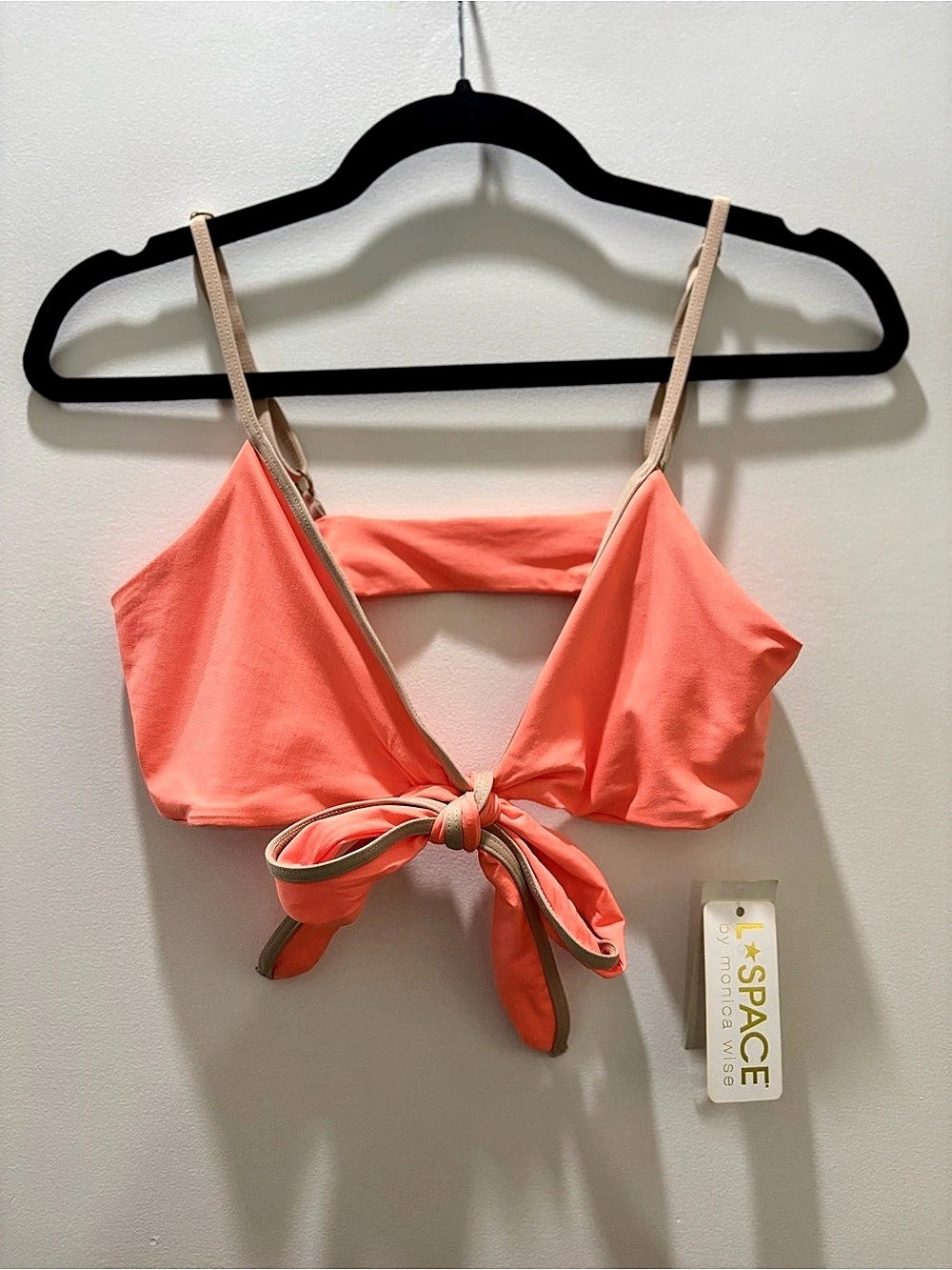L SPACE Orange Tie-Front Bikini Top NWT